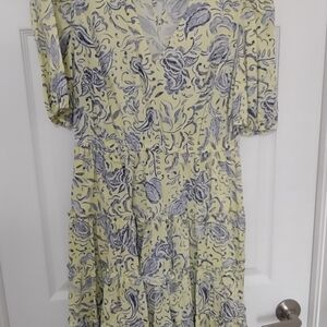 INC International Concepts Yellow and Blue Long Sleeve Dress